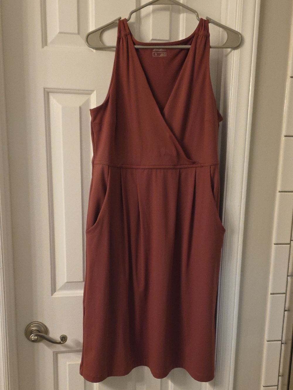 Eddie Bauer Rust Sleeveless Wrap Midi Dress